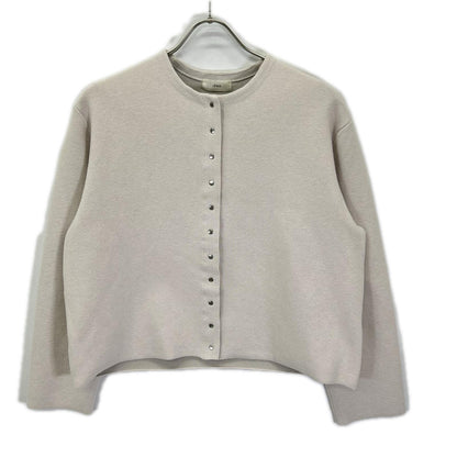 IENA イエナ 24AW ベージュ コットン スナップボタン ノーカラー カーディガン トップス