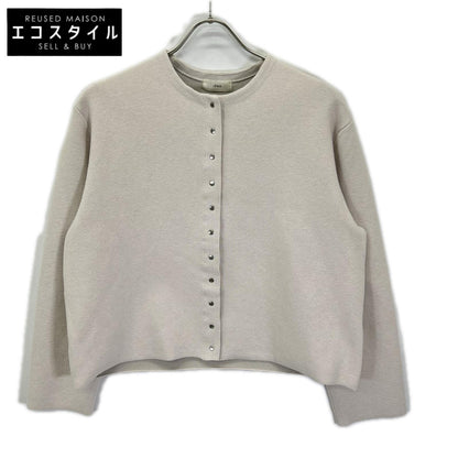 IENA イエナ 24AW ベージュ コットン スナップボタン ノーカラー カーディガン トップス