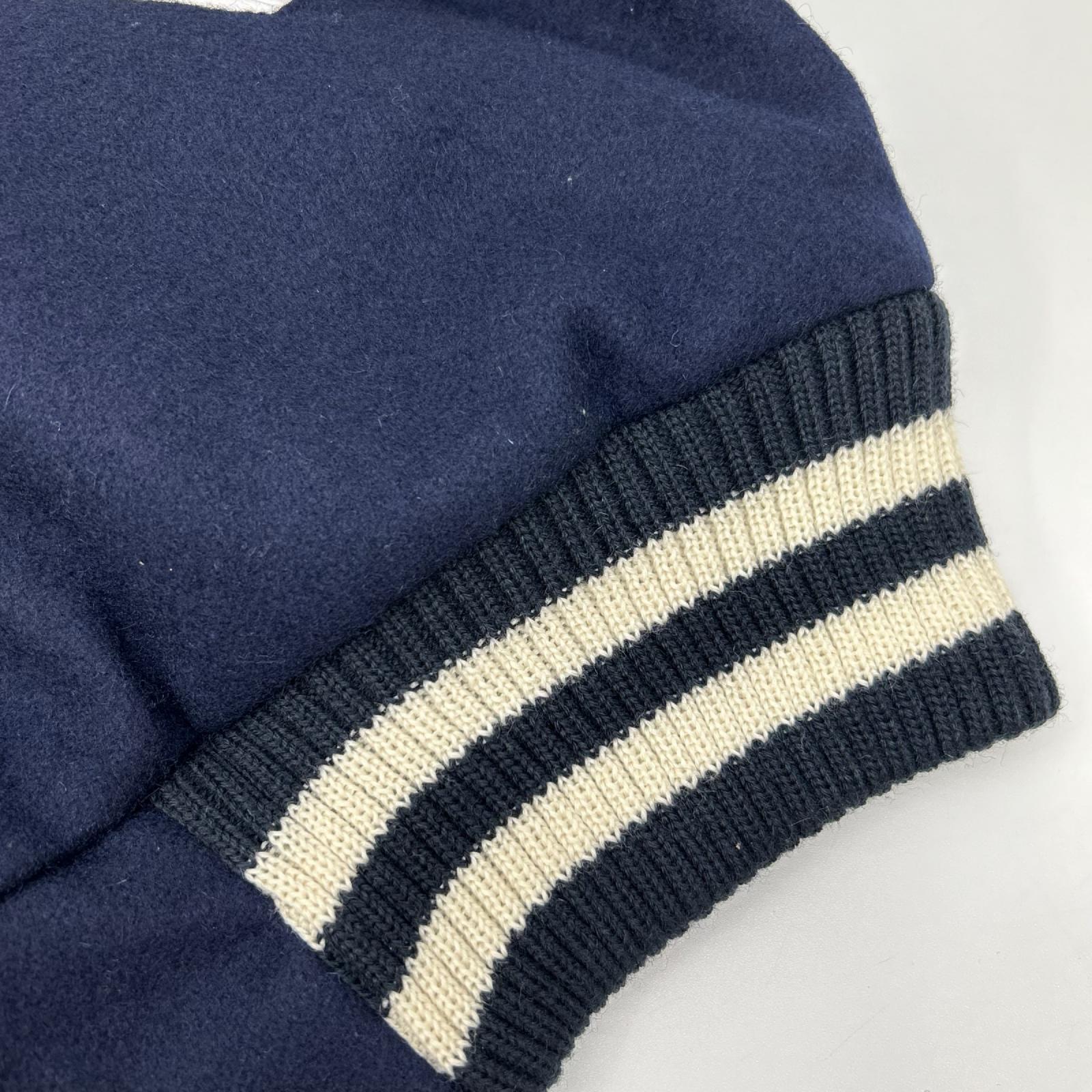 SKOOKUM スクーカム 【BEAMS別注】ネイビー×ホワイト ウール×レザー 素材切り替え スタジャン ジャケット