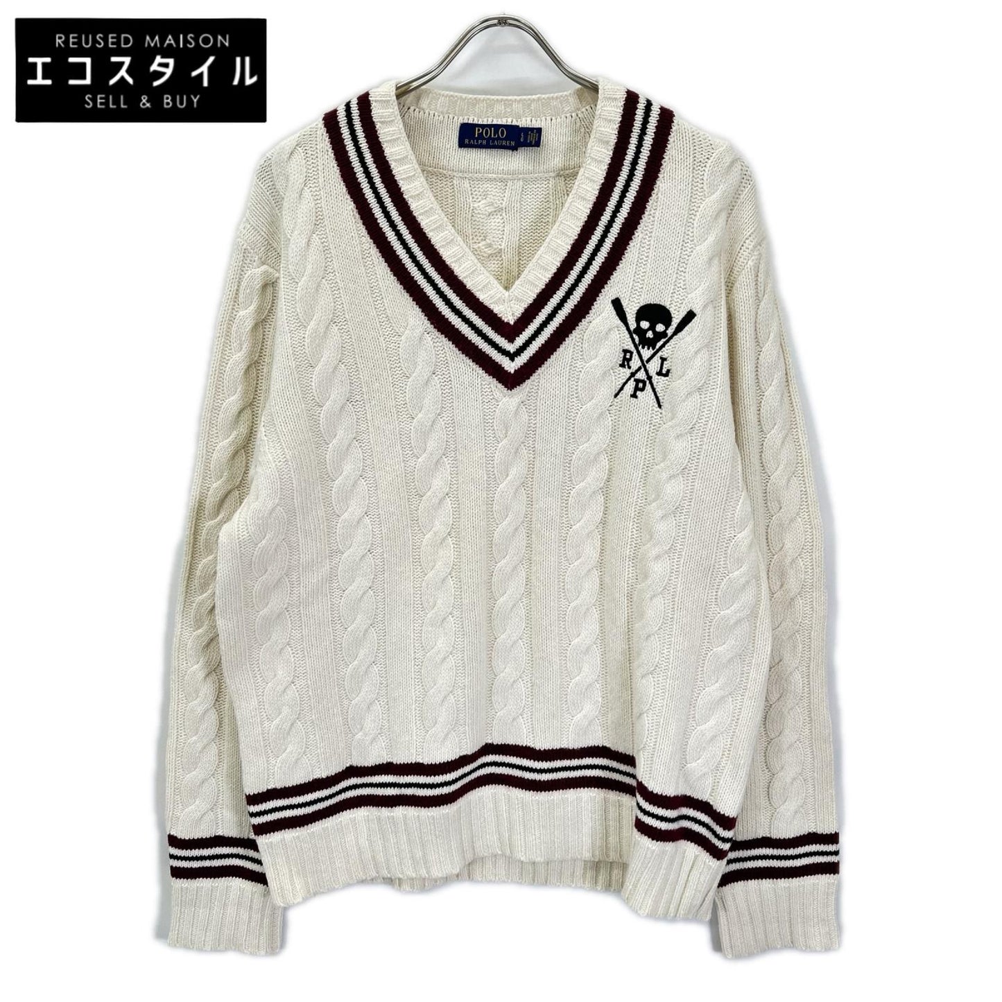 POLObyRalphLauren ポロラルフローレン ホワイト スカル ケーブルニットトップス トップス