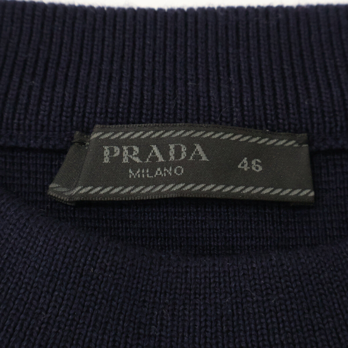 PRADA プラダ 【国内正規】UMA348 ラバーロゴタグ ウール/ナイロン切替 クルーネック ニットセーター トップス