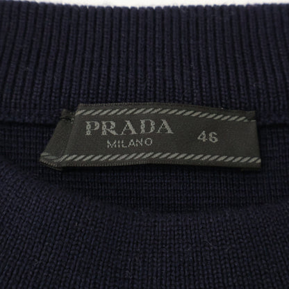 PRADA プラダ 【国内正規】UMA348 ラバーロゴタグ ウール/ナイロン切替 クルーネック ニットセーター トップス