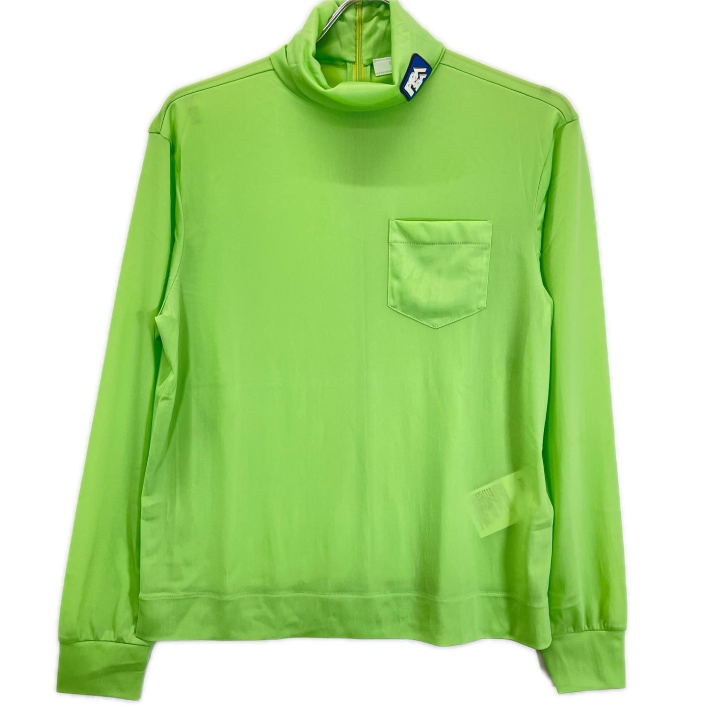 PRADA プラダ UJL051 グリーン ラバーパッチ シースルージャージータートルネックカットソー トップス