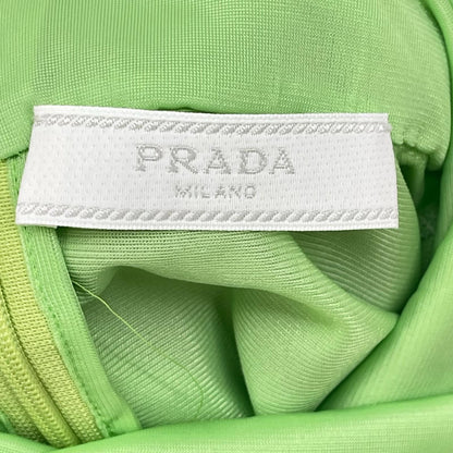 PRADA プラダ UJL051 グリーン ラバーパッチ シースルージャージータートルネックカットソー トップス