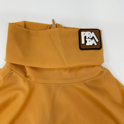 PRADA プラダ UJL051 ベージュ ラバーパッチ シースルージャージータートルネックカットソー トップス