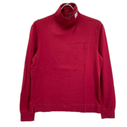 PRADA プラダ UJL051 レッド ラバーパッチ コットン タートルネックカットソー トップス