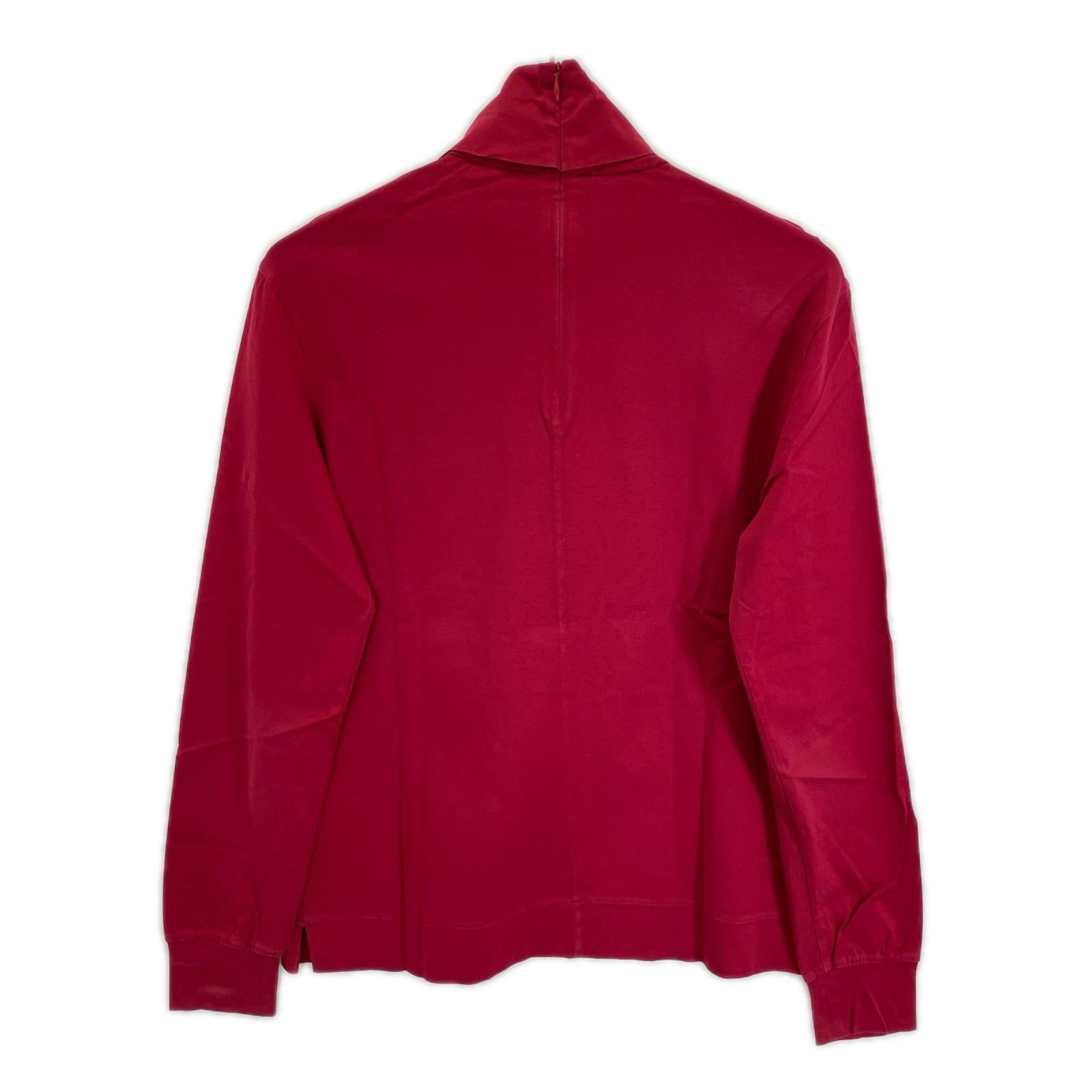 PRADA プラダ UJL051 レッド ラバーパッチ コットン タートルネックカットソー トップス