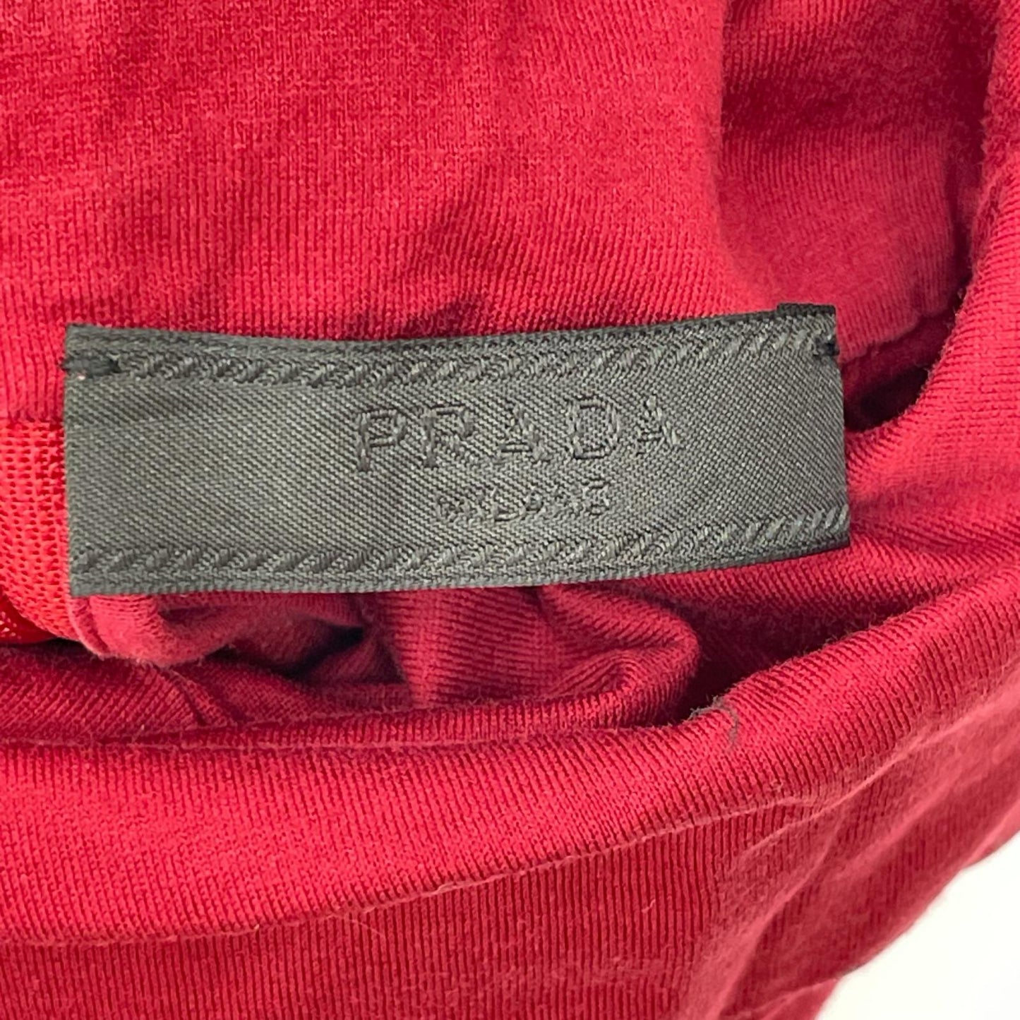 PRADA プラダ UJL051 レッド ラバーパッチ コットン タートルネックカットソー トップス