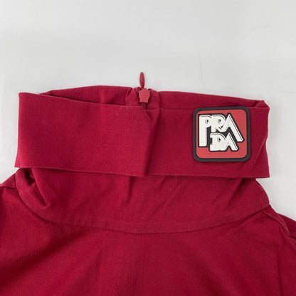 PRADA プラダ UJL051 レッド ラバーパッチ コットン タートルネックカットソー トップス