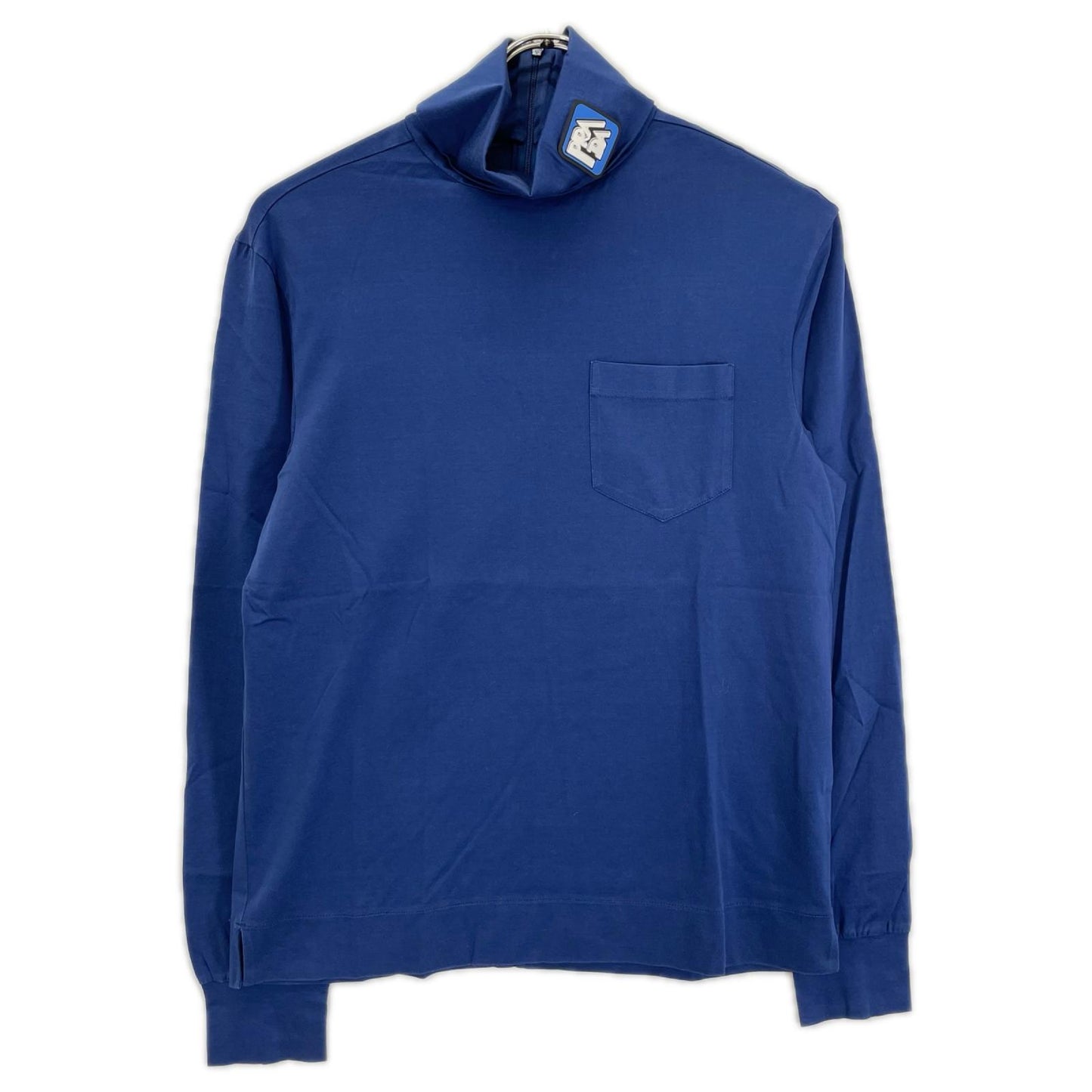 PRADA プラダ UJL051 ブルー ラバーパッチ コットン タートルネックカットソー トップス
