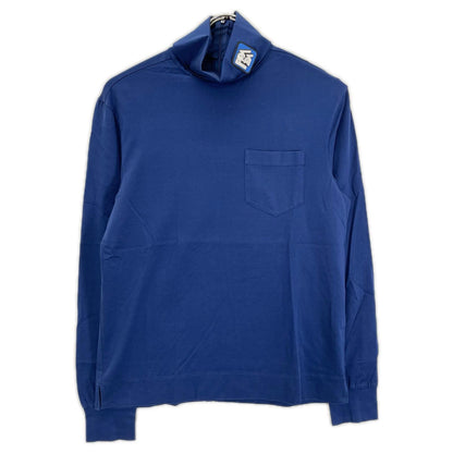 PRADA プラダ UJL051 ブルー ラバーパッチ コットン タートルネックカットソー トップス
