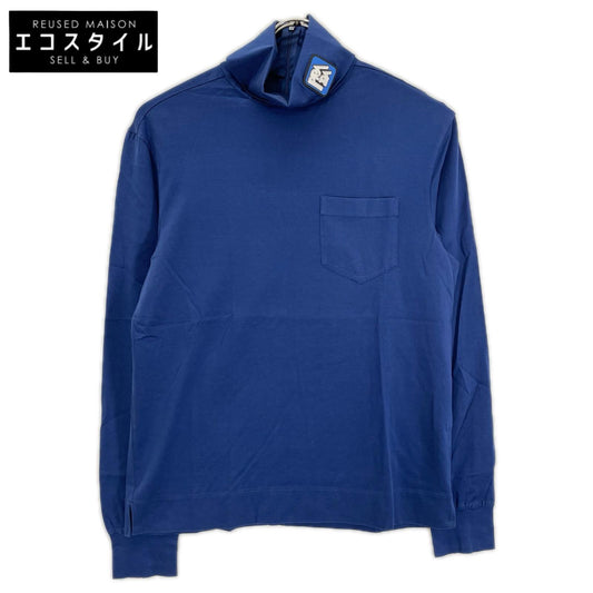 PRADA プラダ UJL051 ブルー ラバーパッチ コットン タートルネックカットソー トップス
