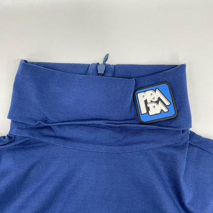 PRADA プラダ UJL051 ブルー ラバーパッチ コットン タートルネックカットソー トップス