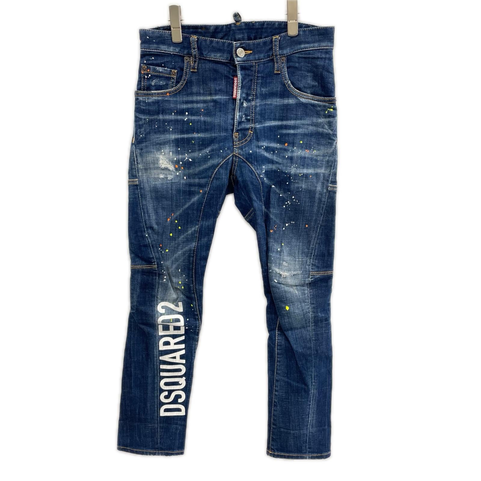 DSQUARED2 ディースクエアード 23SS S74LB1240 インディゴ TIDY BIKER/タイディ バイカー ペイントデザインデニムパンツ ボトムス
