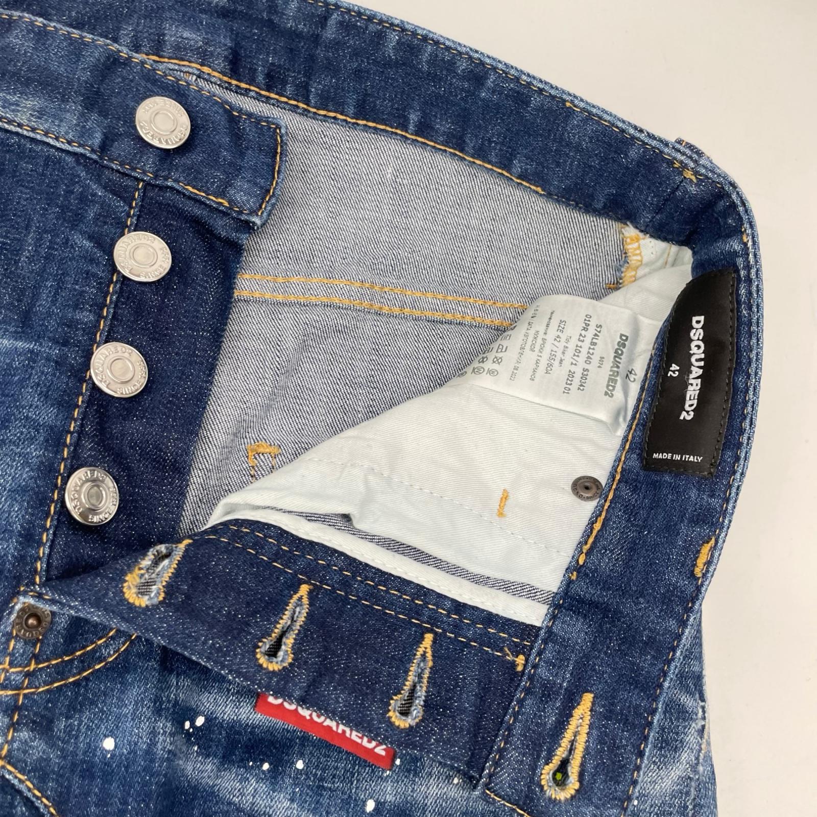 DSQUARED2 ディースクエアード 23SS S74LB1240 インディゴ TIDY BIKER/タイディ バイカー ペイントデザインデニムパンツ ボトムス