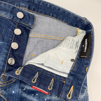 DSQUARED2 ディースクエアード 23SS S74LB1240 インディゴ TIDY BIKER/タイディ バイカー ペイントデザインデニムパンツ ボトムス