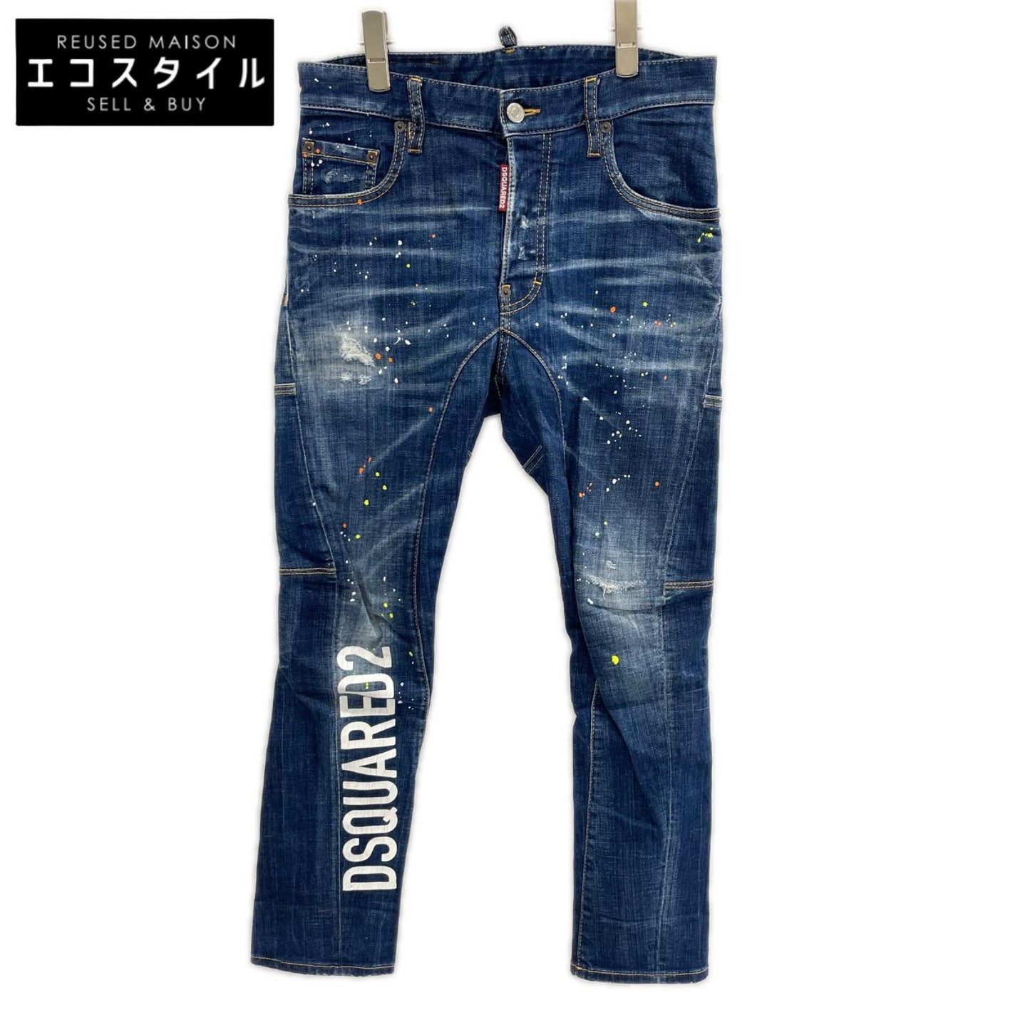 DSQUARED2 ディースクエアード 23SS S74LB1240 インディゴ TIDY BIKER/タイディ バイカー ペイントデザインデニムパンツ ボトムス