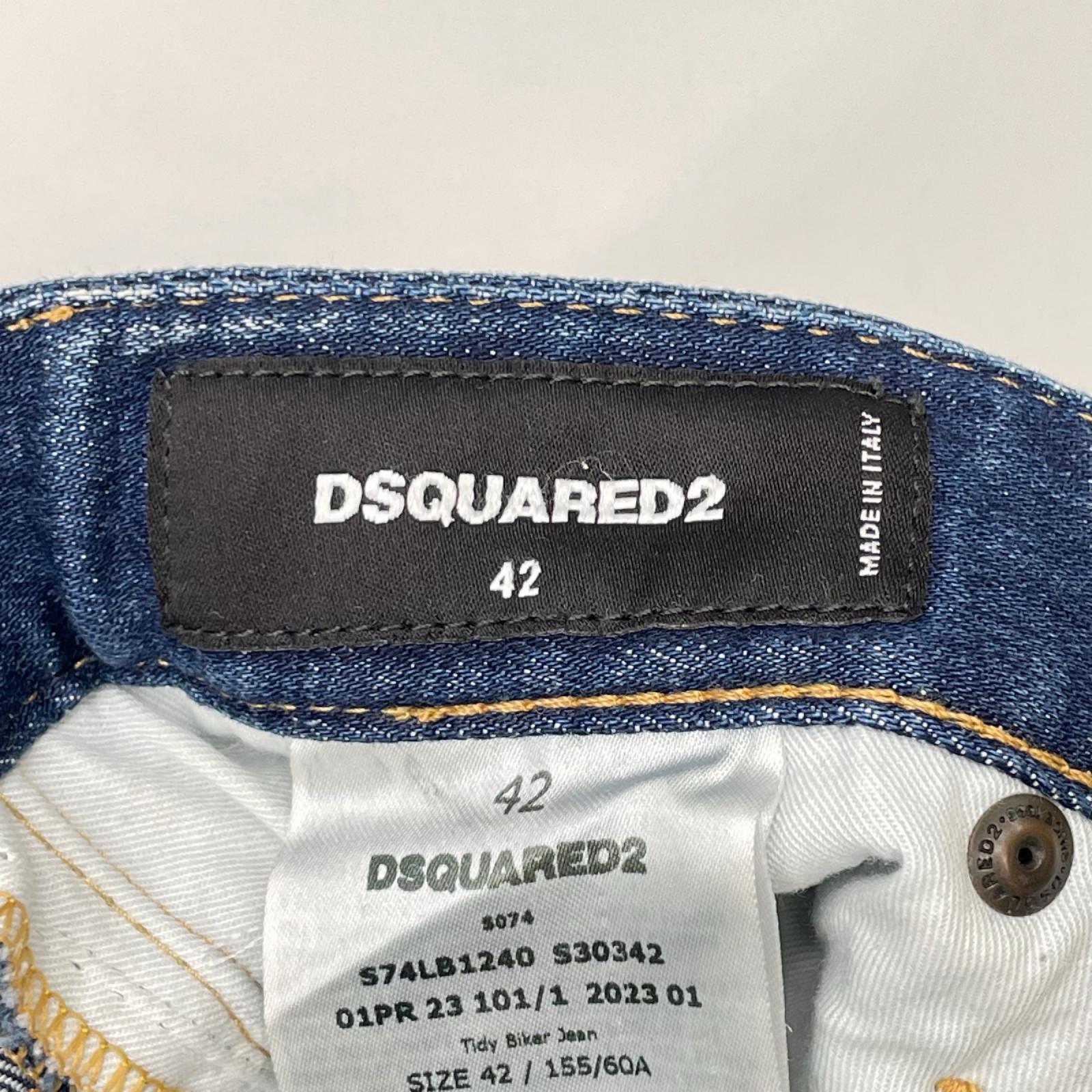 DSQUARED2 ディースクエアード 23SS S74LB1240 インディゴ TIDY BIKER/タイディ バイカー ペイントデザインデニムパンツ ボトムス