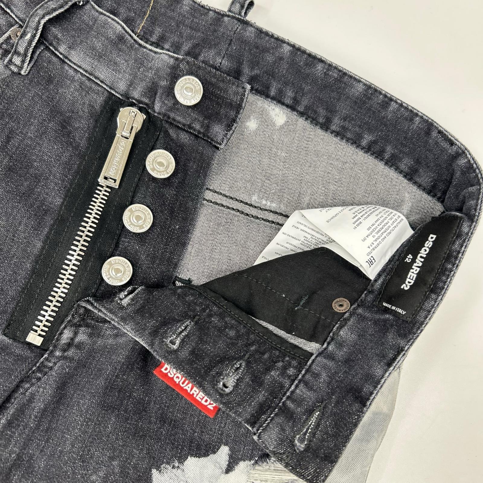 DSQUARED2 ディースクエアード 22AW S71LB1048 グレー×ホワイト SUPER TWINKY/スーパートゥインキー リペア/ペイント加工 デニムパンツ ボトムス