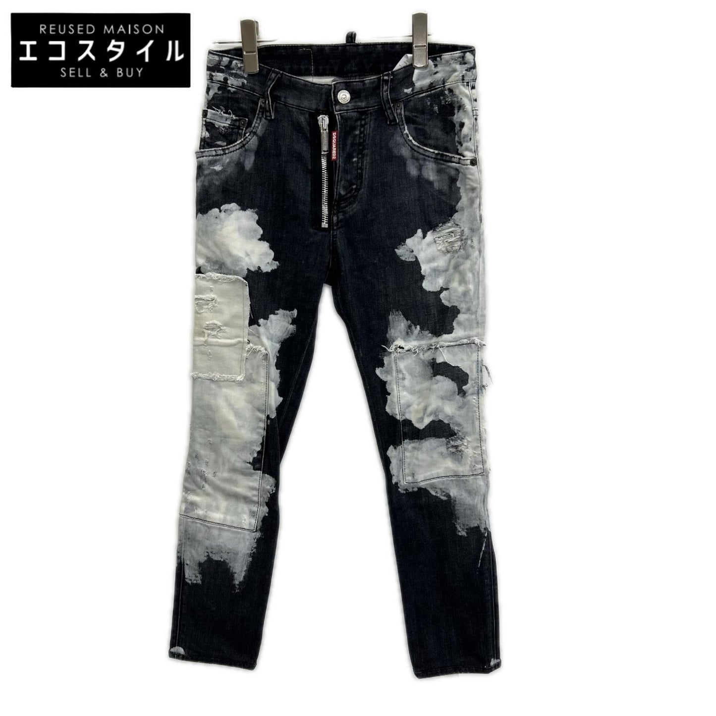 DSQUARED2 ディースクエアード 22AW S71LB1048 グレー×ホワイト SUPER TWINKY/スーパートゥインキー リペア/ペイント加工 デニムパンツ ボトムス