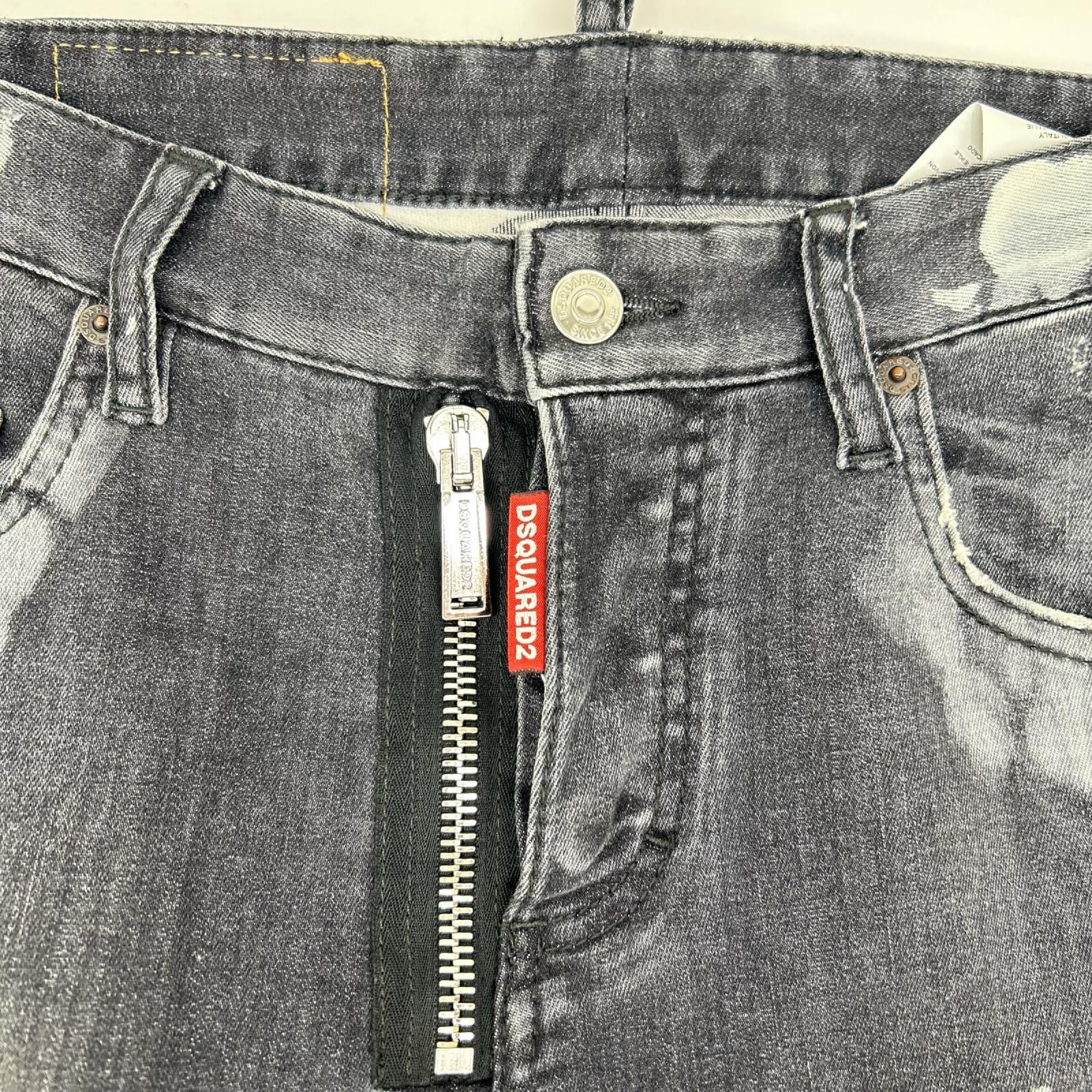 DSQUARED2 ディースクエアード 22AW S71LB1048 グレー×ホワイト SUPER TWINKY/スーパートゥインキー リペア/ペイント加工 デニムパンツ ボトムス