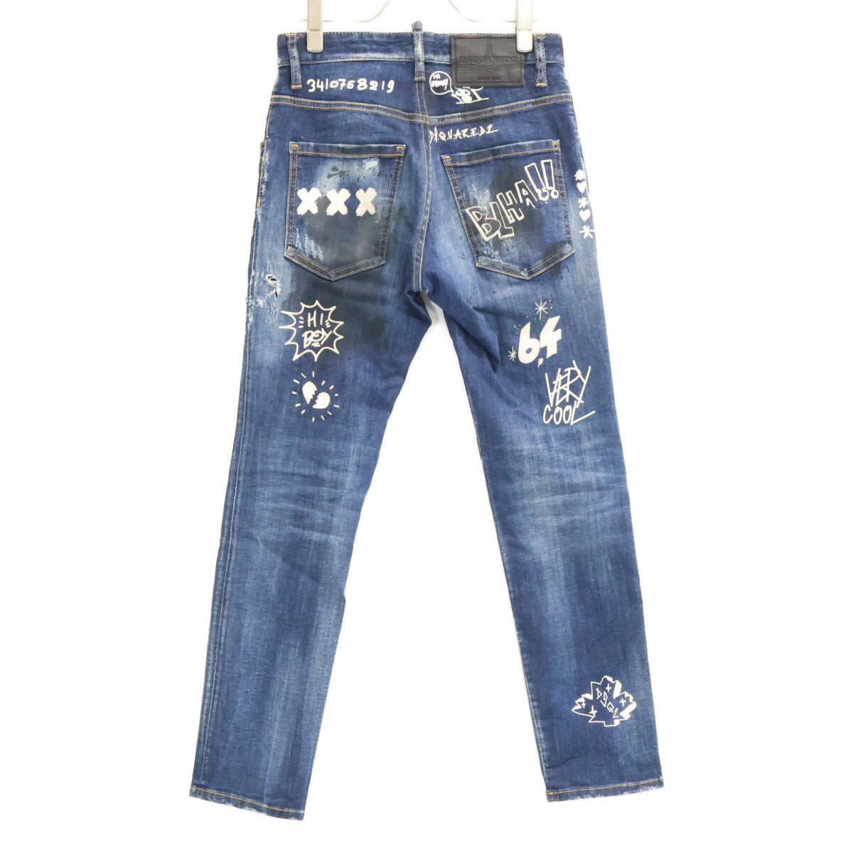 DSQUARED2 ディースクエアード 【国内正規】S74LB1099 DARK GRAFFITI WASH SKATER DENIM JEANS ダメージ加工 ボタンフライ デニムパンツ ボトムス
