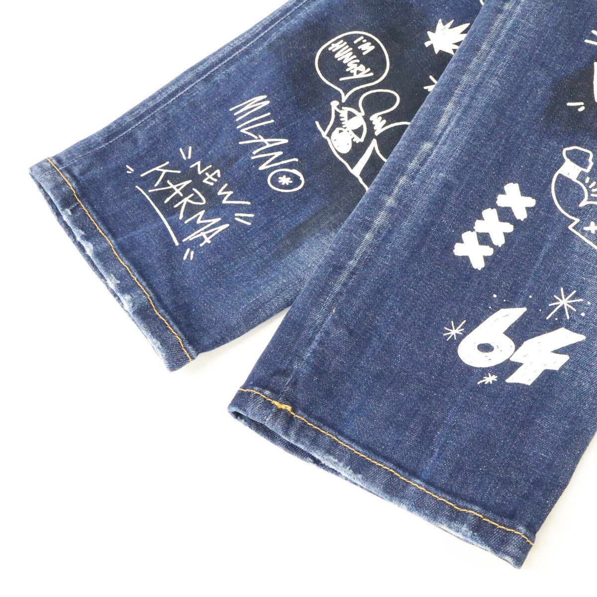 DSQUARED2 ディースクエアード 【国内正規】S74LB1099 DARK GRAFFITI WASH SKATER DENIM JEANS ダメージ加工 ボタンフライ デニムパンツ ボトムス