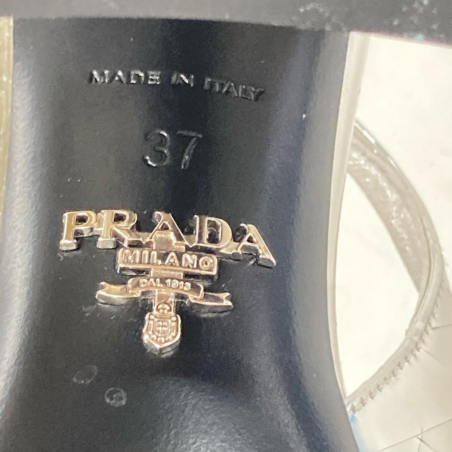 PRADA プラダ クリアトライアングルプレート キルティングデザイン スリングバック パンプス シューズ