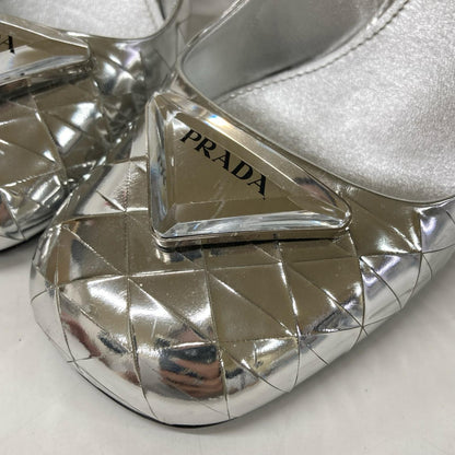 PRADA プラダ クリアトライアングルプレート キルティングデザイン スリングバック パンプス シューズ