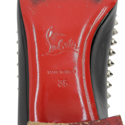CHRISTIAN LOUBOUTIN クリスチャンルブタン パテントレザー スパイクスタッズ パンプス シューズ レディース 黒 ブラック 36 シューズ