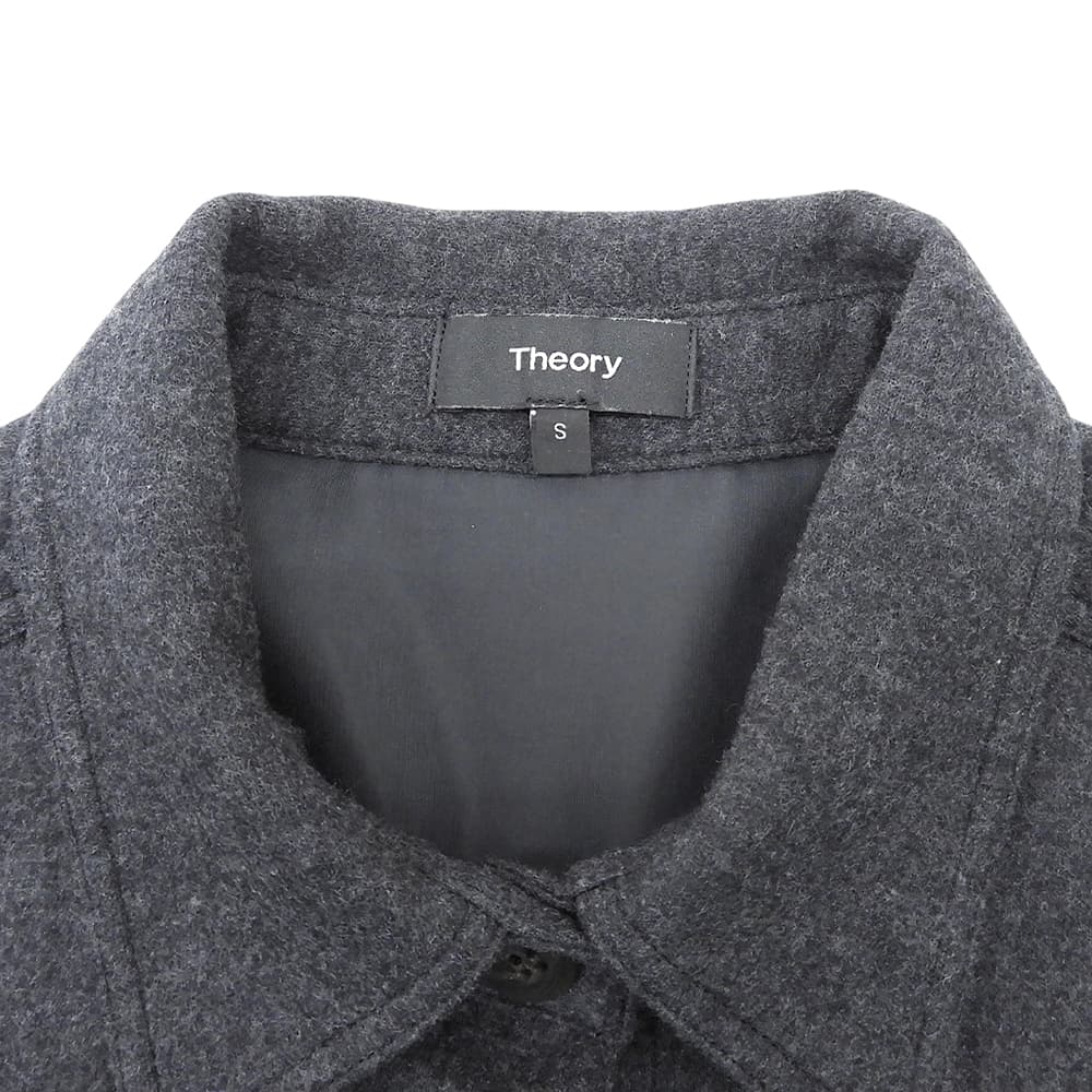 Theory セオリー 袖口スリット シャツジャケット レディース ウール チャコール S ジャケット