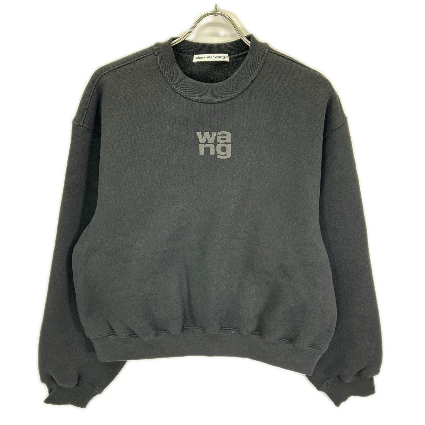 ALEXANDER WANG アレキサンダーワン 4CC3221360 ブラック wangロゴ 裏起毛プルオーバースウェット トップス