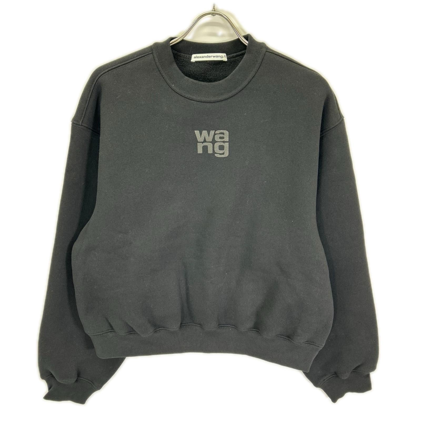 ALEXANDER WANG アレキサンダーワン 4CC3221360 ブラック wangロゴ 裏起毛プルオーバースウェット トップス