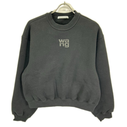 ALEXANDER WANG アレキサンダーワン 4CC3221360 ブラック wangロゴ 裏起毛プルオーバースウェット トップス