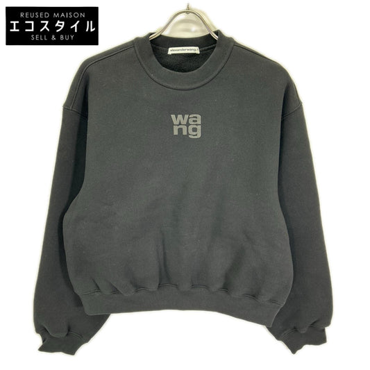 ALEXANDER WANG アレキサンダーワン 4CC3221360 ブラック wangロゴ 裏起毛プルオーバースウェット トップス
