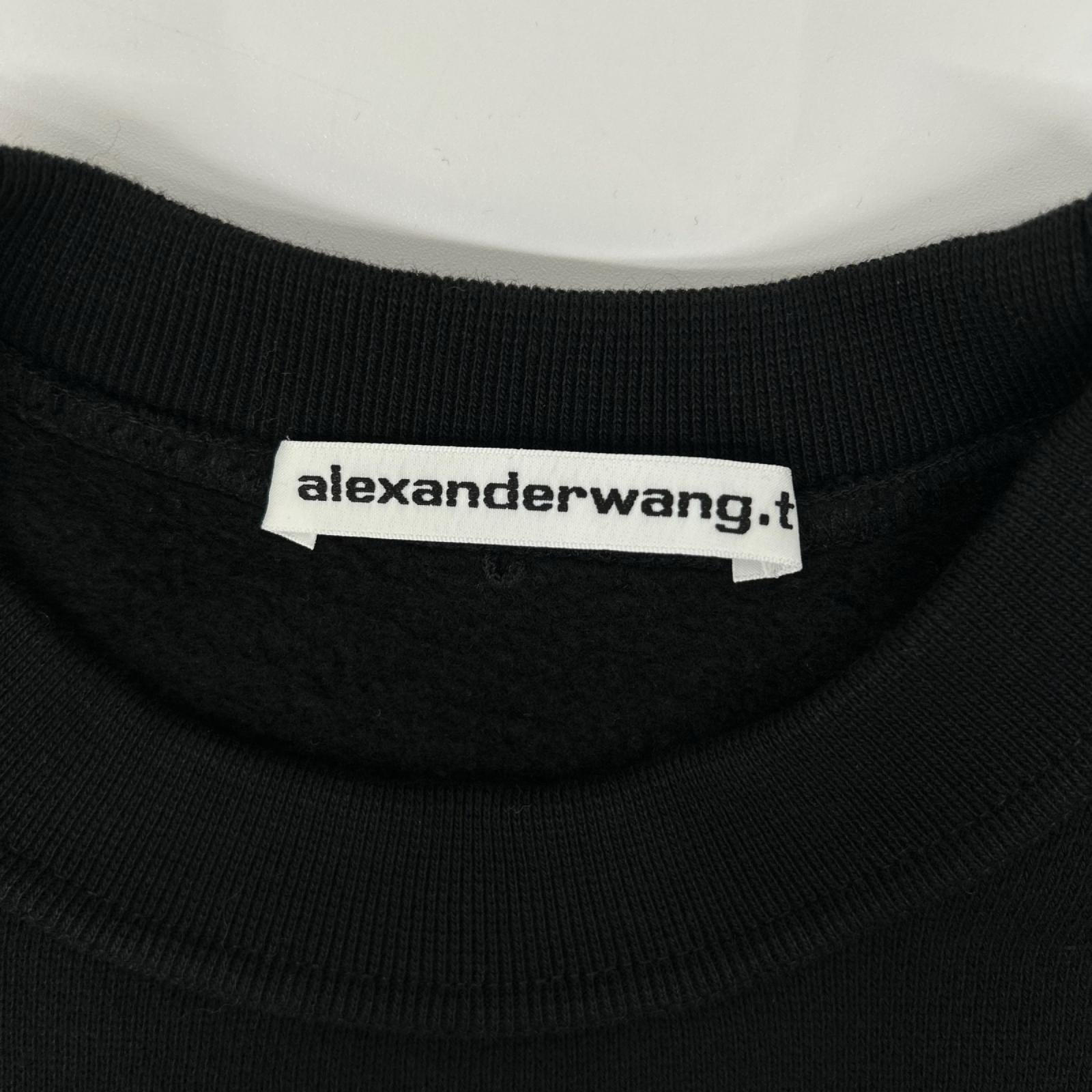 ALEXANDER WANG アレキサンダーワン 4CC3221360 ブラック wangロゴ 裏起毛プルオーバースウェット トップス
