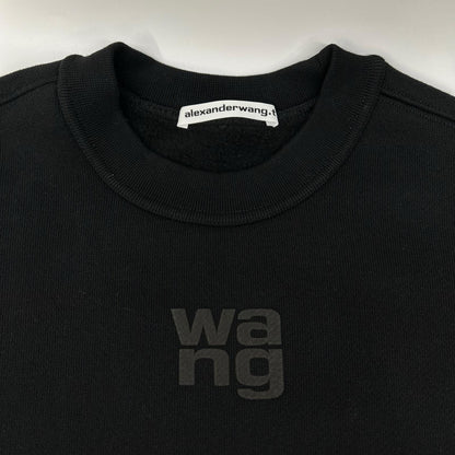 ALEXANDER WANG アレキサンダーワン 4CC3221360 ブラック wangロゴ 裏起毛プルオーバースウェット トップス