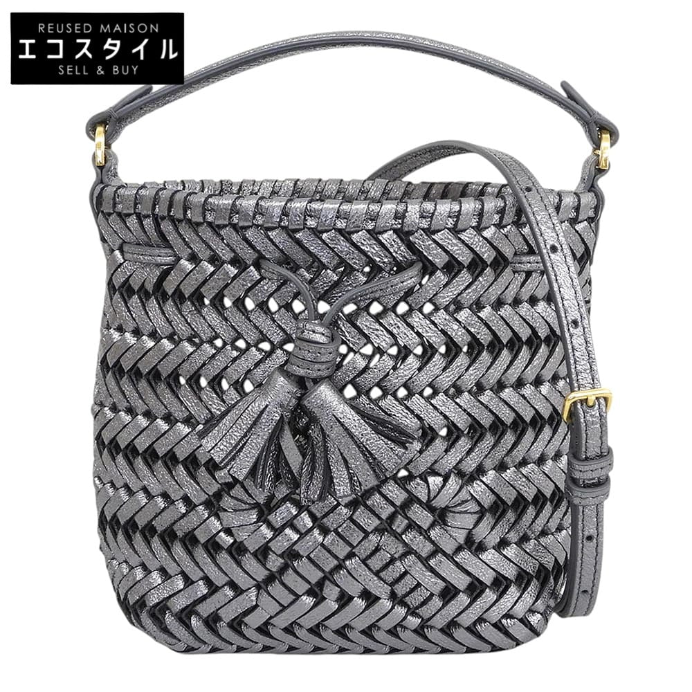 Anya Hindmarch アニヤ ハインドマーチ ニーソン タイニー 2WAY ショルダーバッグ レディース メタリックグレー ショルダーバッグ