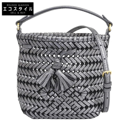 Anya Hindmarch アニヤ ハインドマーチ ニーソン タイニー 2WAY ショルダーバッグ レディース メタリックグレー ショルダーバッグ