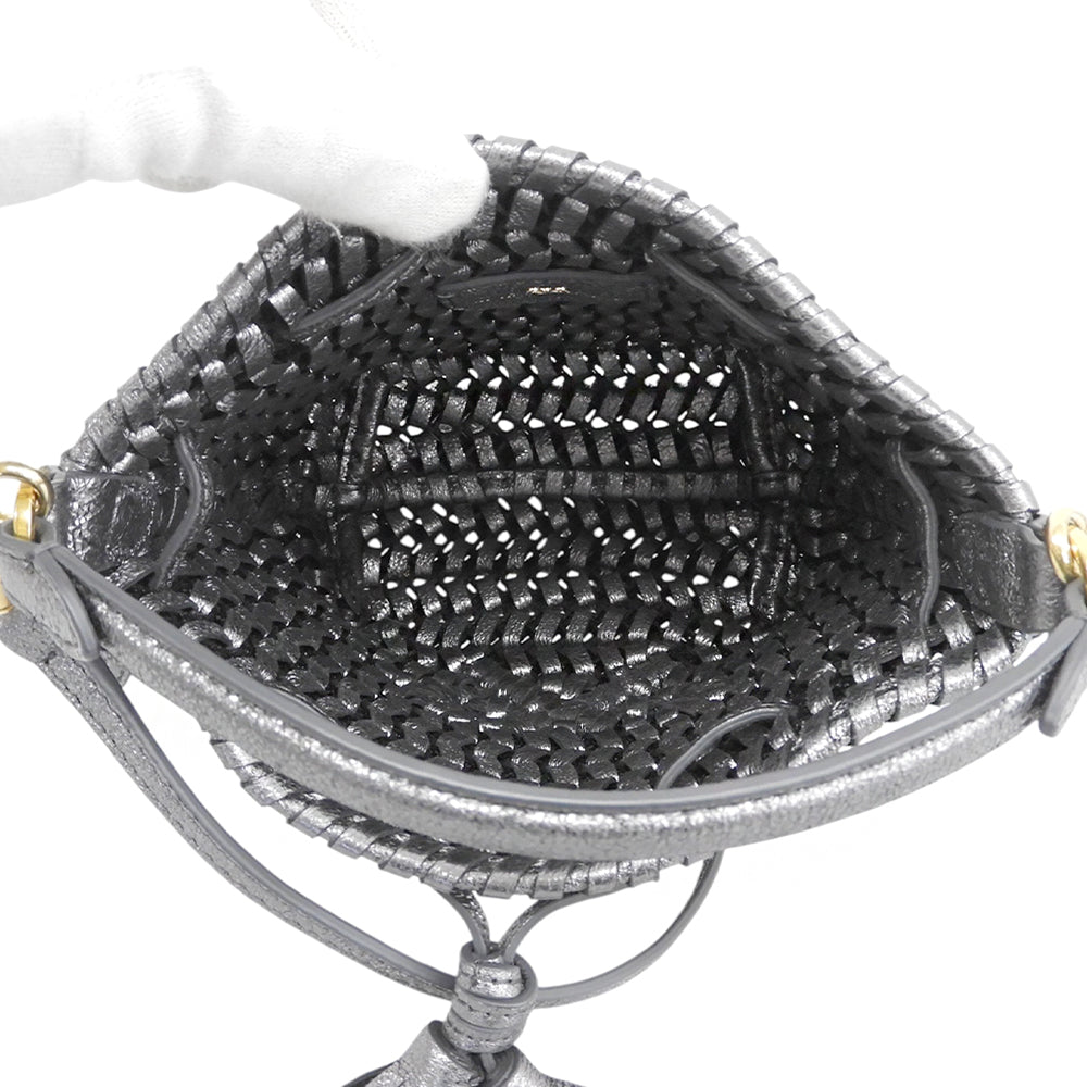 Anya Hindmarch アニヤ ハインドマーチ ニーソン タイニー 2WAY ショルダーバッグ レディース メタリックグレー ショルダーバッグ