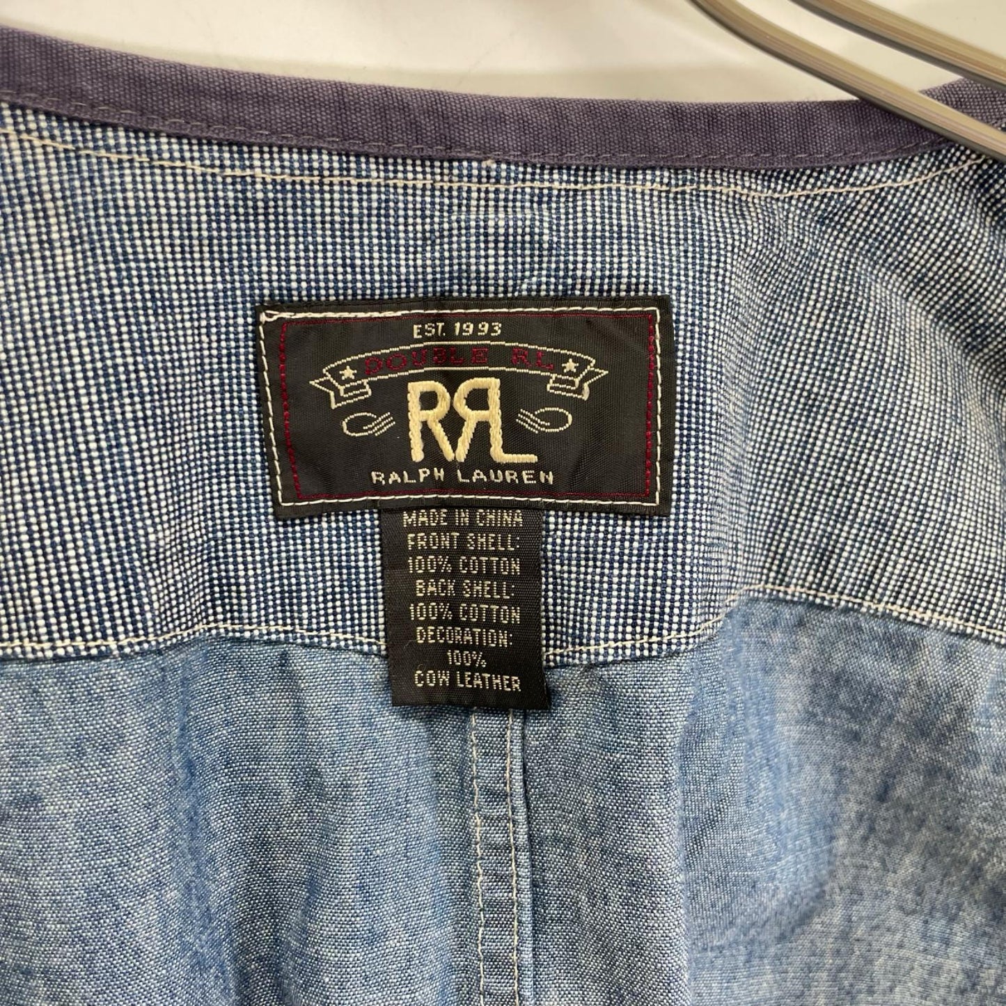 RRL ダブルアールエル ブルー デニム地 ワークウェアデザイン ヒッコリー ストライプベスト ベスト