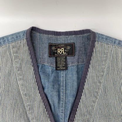 RRL ダブルアールエル ブルー デニム地 ワークウェアデザイン ヒッコリー ストライプベスト ベスト