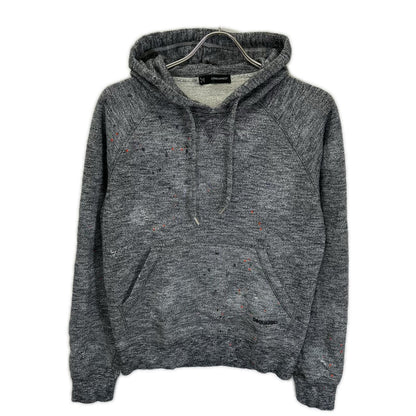 DSQUARED2 ディースクエアード グレー ペイントスプラッター ダメージ加工 杢柄 パーカー トップス