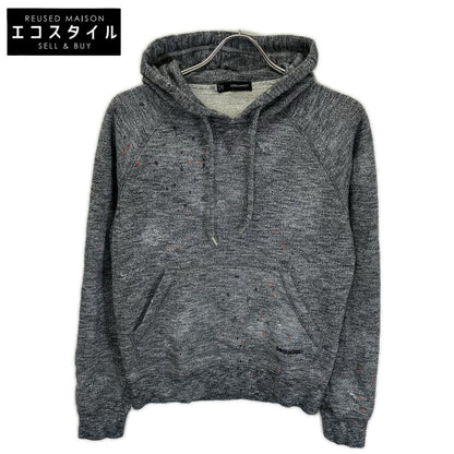 DSQUARED2 ディースクエアード グレー ペイントスプラッター ダメージ加工 杢柄 パーカー トップス