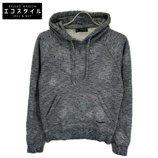 DSQUARED2 ディースクエアード グレー ペイントスプラッター ダメージ加工 杢柄 パーカー トップス