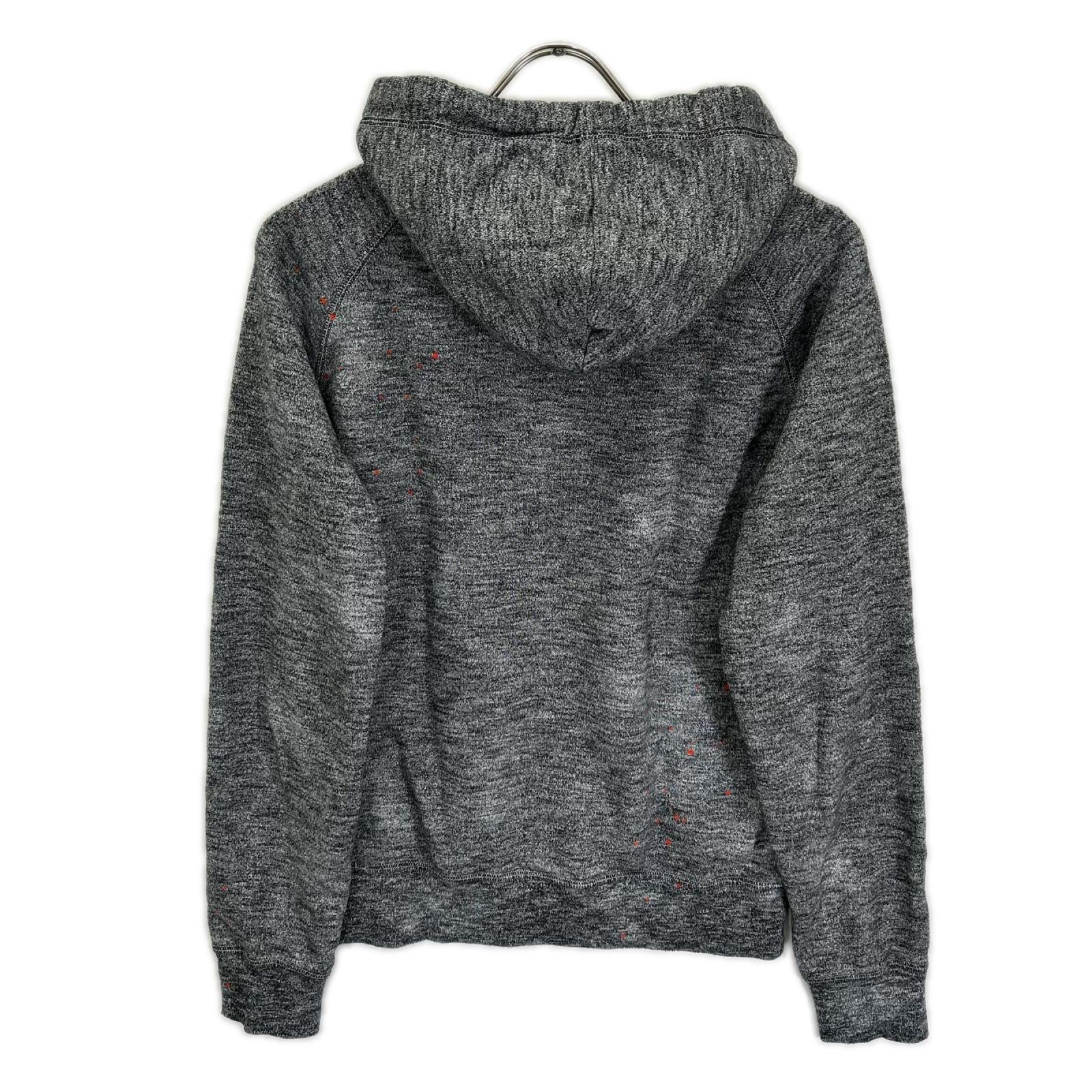 DSQUARED2 ディースクエアード グレー ペイントスプラッター ダメージ加工 杢柄 パーカー トップス