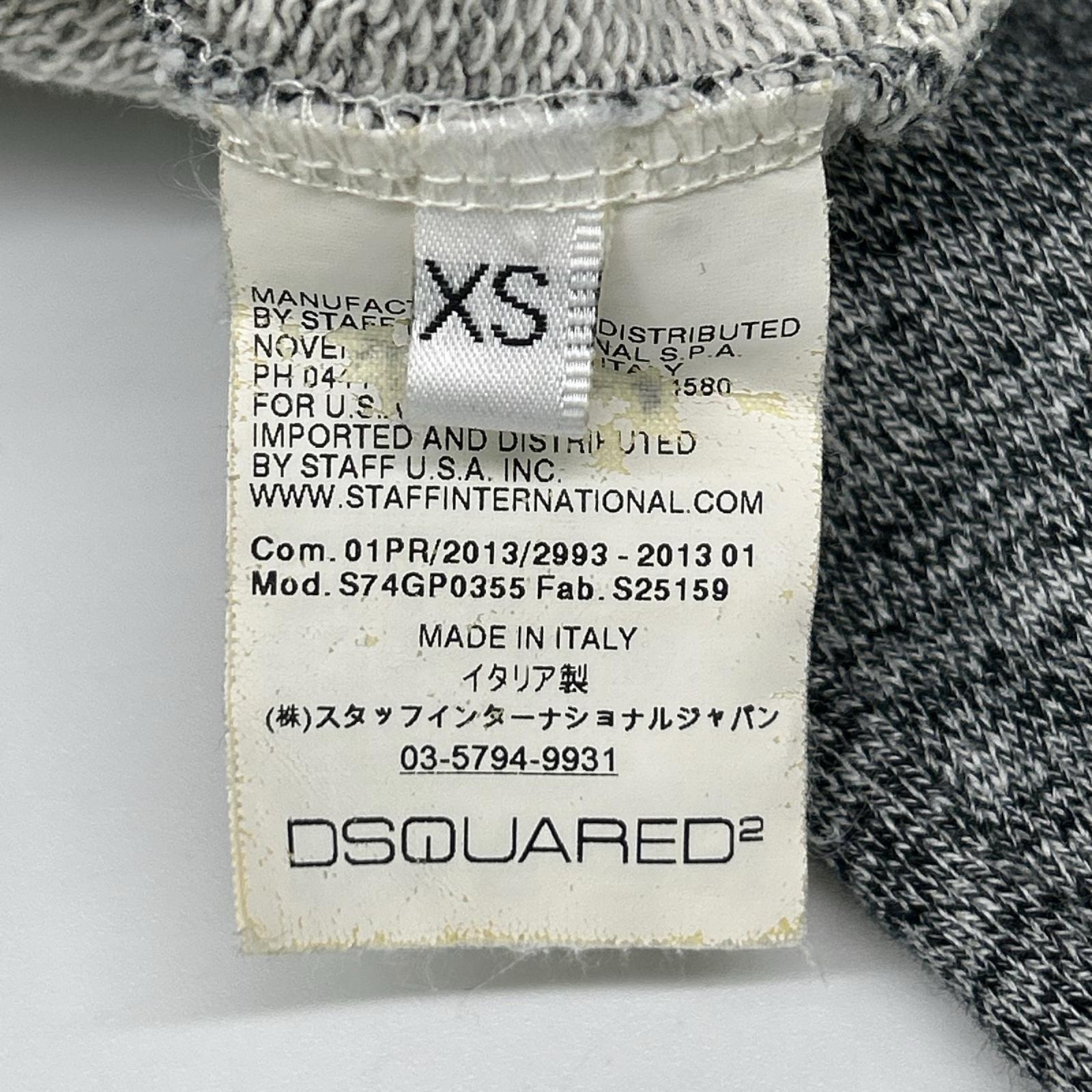 DSQUARED2 ディースクエアード グレー ペイントスプラッター ダメージ加工 杢柄 パーカー トップス