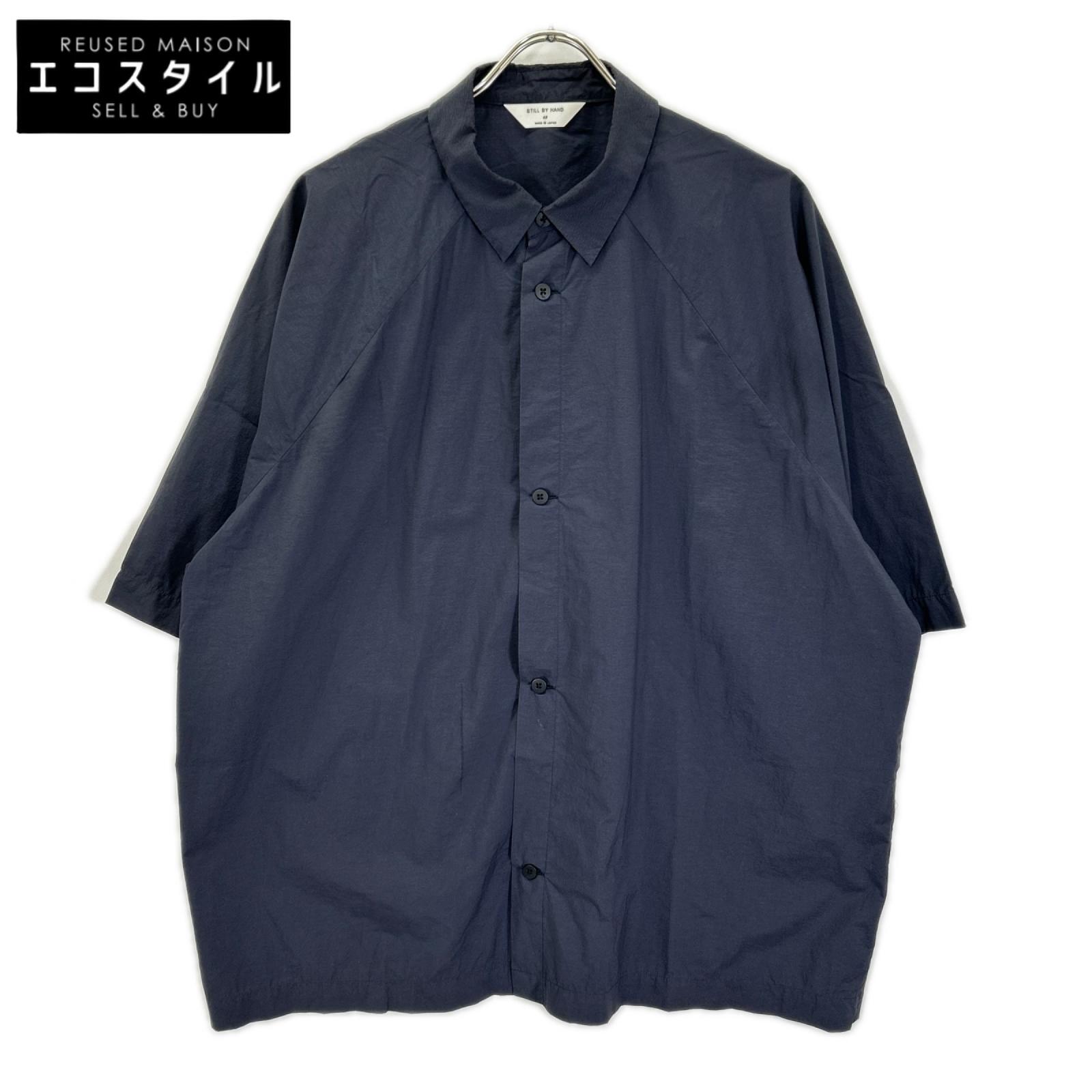 STILL BY HAND スティルバイハンド チャコール コットン×ナイロン 変形スリーブ ボタンシャツ トップス