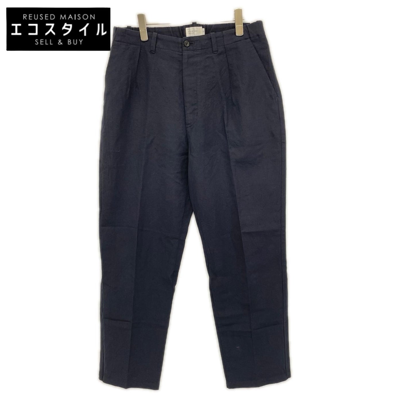 STILL BY HAND スティルバイハンド ネイビー ウール×リネン ジップフライ インタック イージーパンツ ボトムス