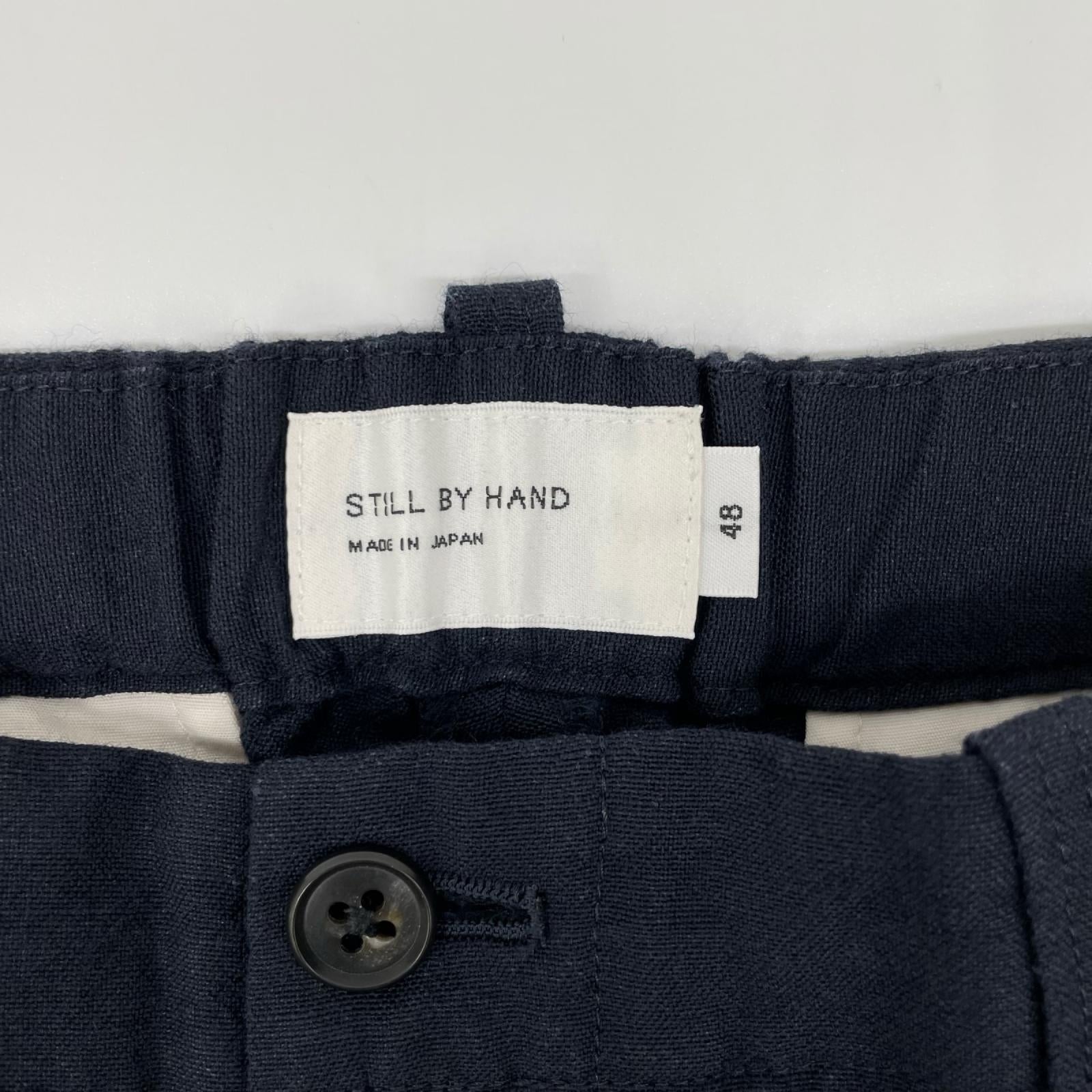 STILL BY HAND スティルバイハンド ネイビー ウール×リネン ジップフライ インタック イージーパンツ ボトムス